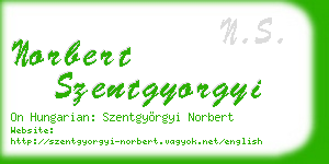 norbert szentgyorgyi business card